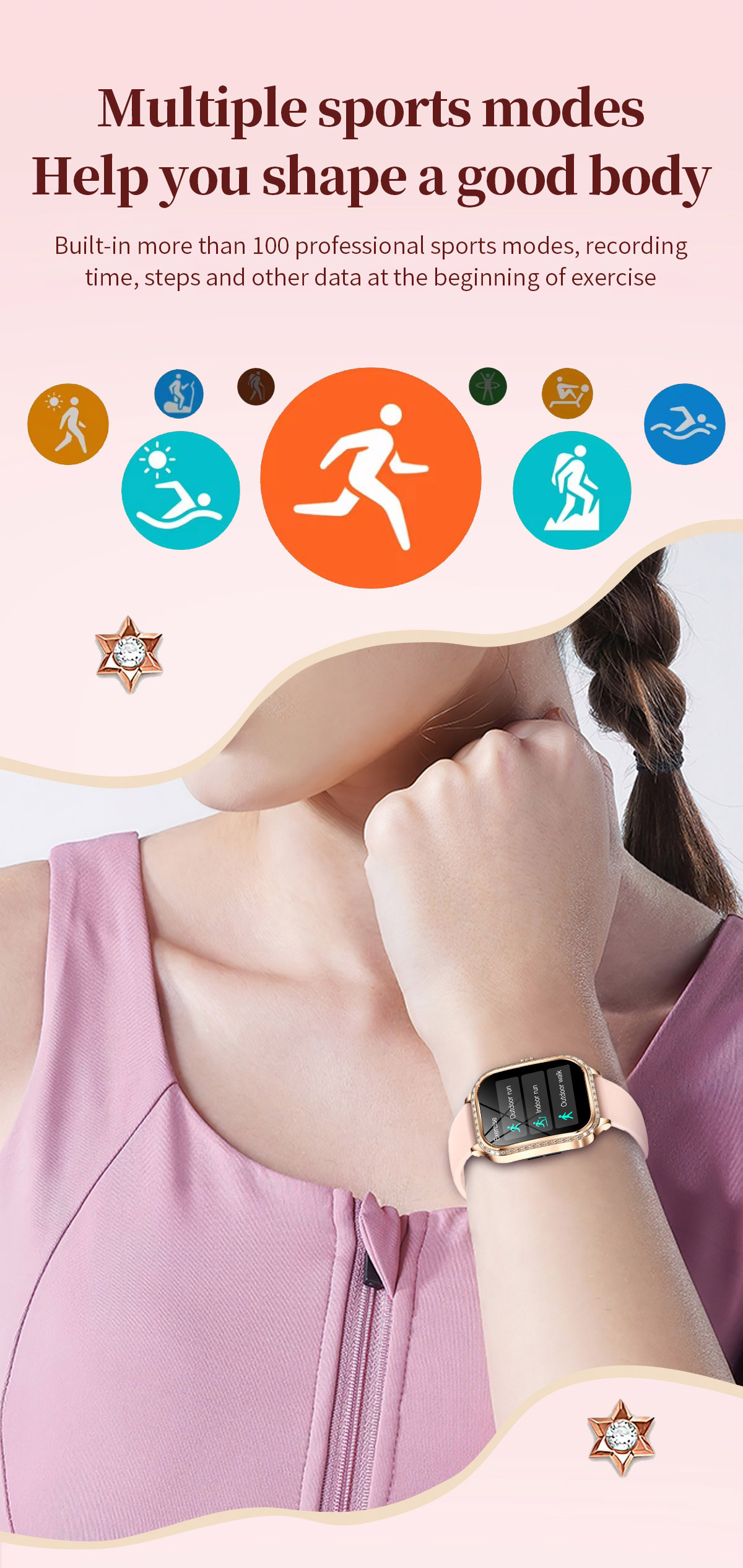 Smartwatch For Women Heart Rate And Blood Pressure Fitness Tracker_voghion.com