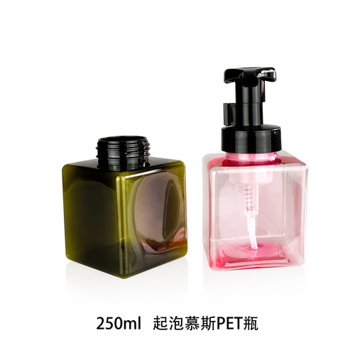 【250ml square PET hand soap foam bottle foaming bottle facial mousse bottle square blowing bottle