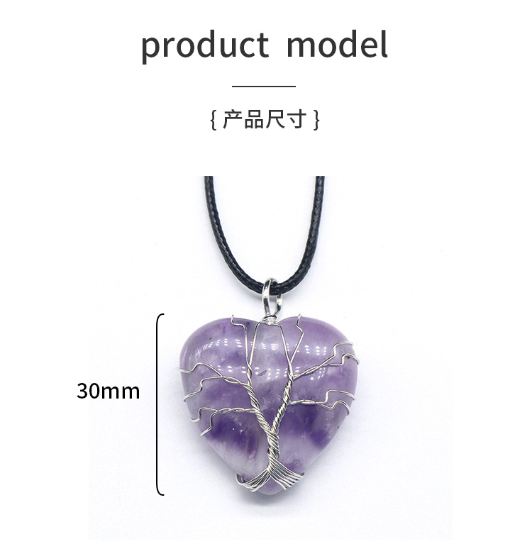 Pink Crystal Heart Tree Of Life Green Pendant Wholesale Nihaojewelry display picture 1