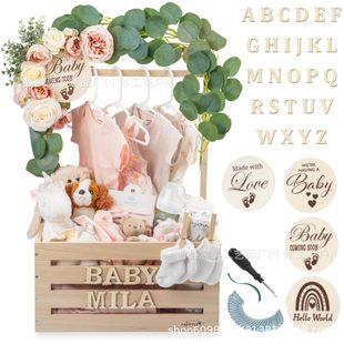 Wooden Baby Shower Box Closet Can Be Assembled with a Wooden Box Double Rod System Baby Shower Basket Letters