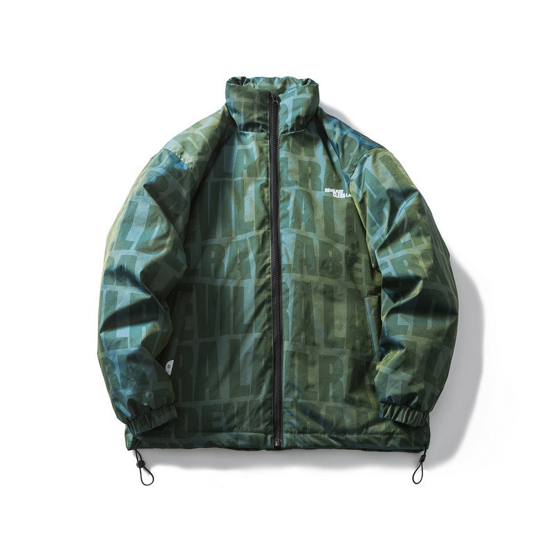 Yidao Vintage Winter Chameleon Full Print Letter Stand Collar Down Jacket Men's And Women's Hip Hop Loose Warm Jacket