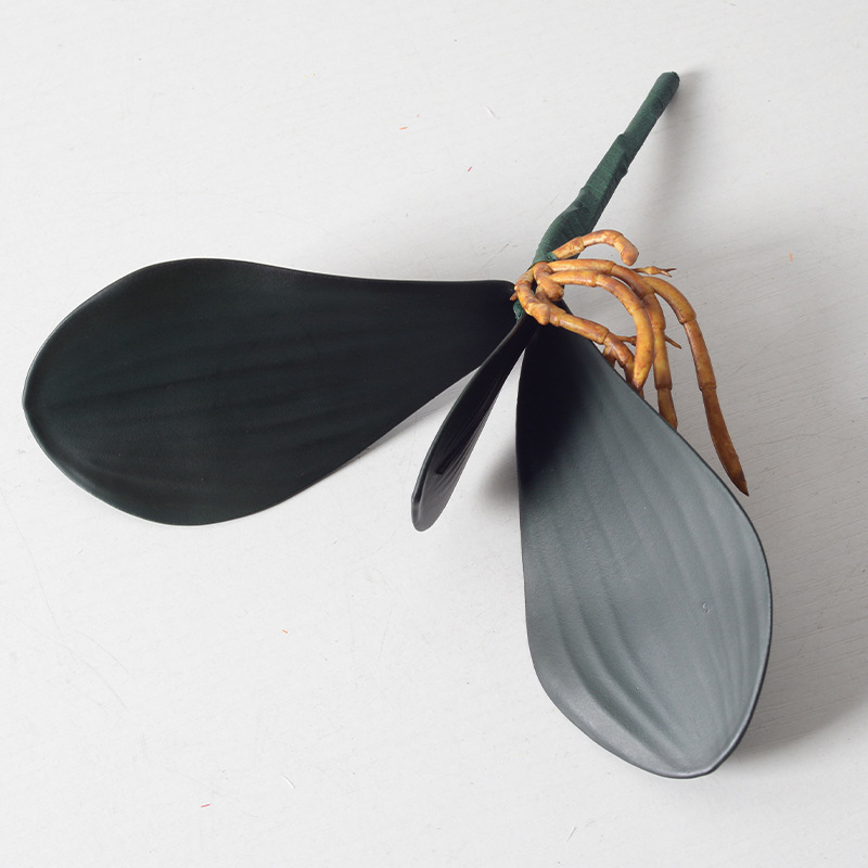 Simulación de hojas de orquídea de mariposa pu sensación de mano EVA goma suave de hoja de orquídea accesorios de arreglos de flores DIY imitación de plantas verdes al por mayor