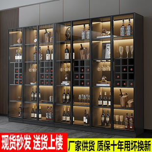 Italian Light Luxury Wine Cabinet Guest Restaurant Cabinet Wall Side Cabinet Glass Door Display Cabinet Household Small Storage Cabinet