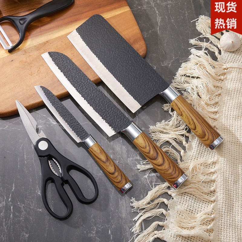 Comercio exterior venta caliente spot de acero inoxidable forjado martillo cuchillo de cinco piezas conjunto de herramientas de cocina conjunto de herramientas de cocina