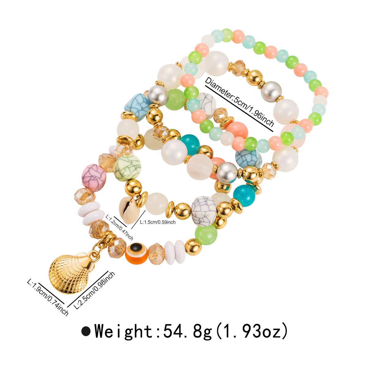60g Weight Alloy Pendant Material Bracelets Classification Beaded Chain Material Beaded Chain Chain Type 1 Set Quantity Holiday, Daily Occasion Beaded, Alloy, Shell Material Geometric Pattern All Seasons Season Women's Gender Vacation Style Vacation Geometric Beaded Alloy Shell Beaded Chain Beaded Bracelets Wholesale 4