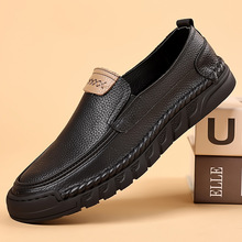豆豆鞋男2025新款夏款夏季透气真皮懒人鞋一脚蹬男鞋休闲男士皮鞋