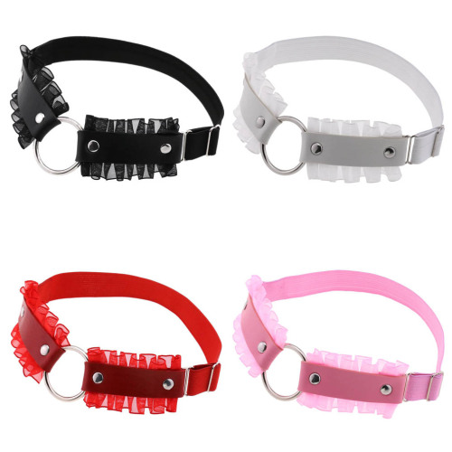 Amazon's new soft and hard girl PU leather ring O-shaped leg straps sexy lace aesthetic lace thigh ring garter belt