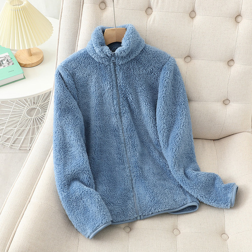 Double-sided long staple Velboa Fleece Jacket for Men and Women Autumn and Winter Fleece Lining Sweatshirt with Coral Fleece Insulation, Warm and Thickened