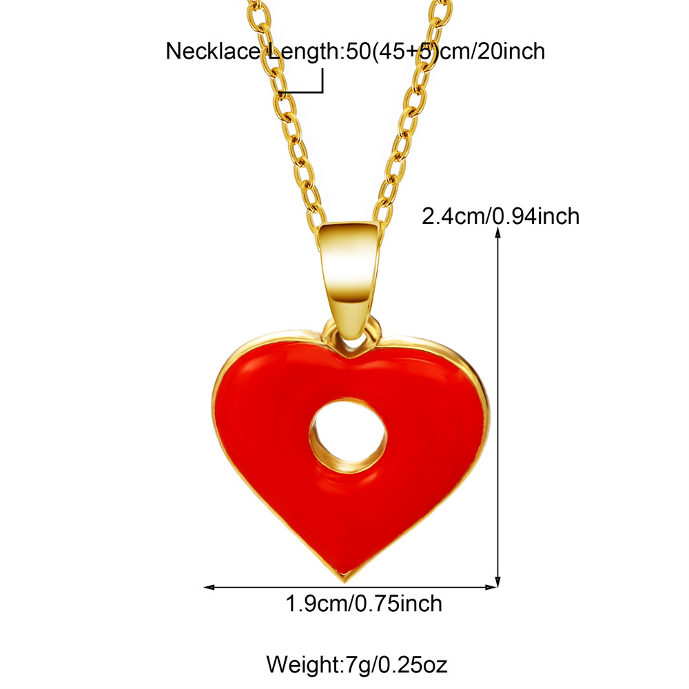 11g Weight 18K Gold Plated Plating Material 304 Stainless Steel Pendant Material Pendant Necklace Classification 304 Stainless Steel Chain Material 1 Piece Quantity Holiday, Daily Occasion 304 Stainless Steel Material Heart Shape Pattern Women's Gender Enamel, Hollow Out Design Casual, Simple Style Style Wholesale Jewelry Casual Simple Style Heart Shape 304 Stainless Steel 18K Gold Plated Enamel Hollow Out Pendant Necklace 6