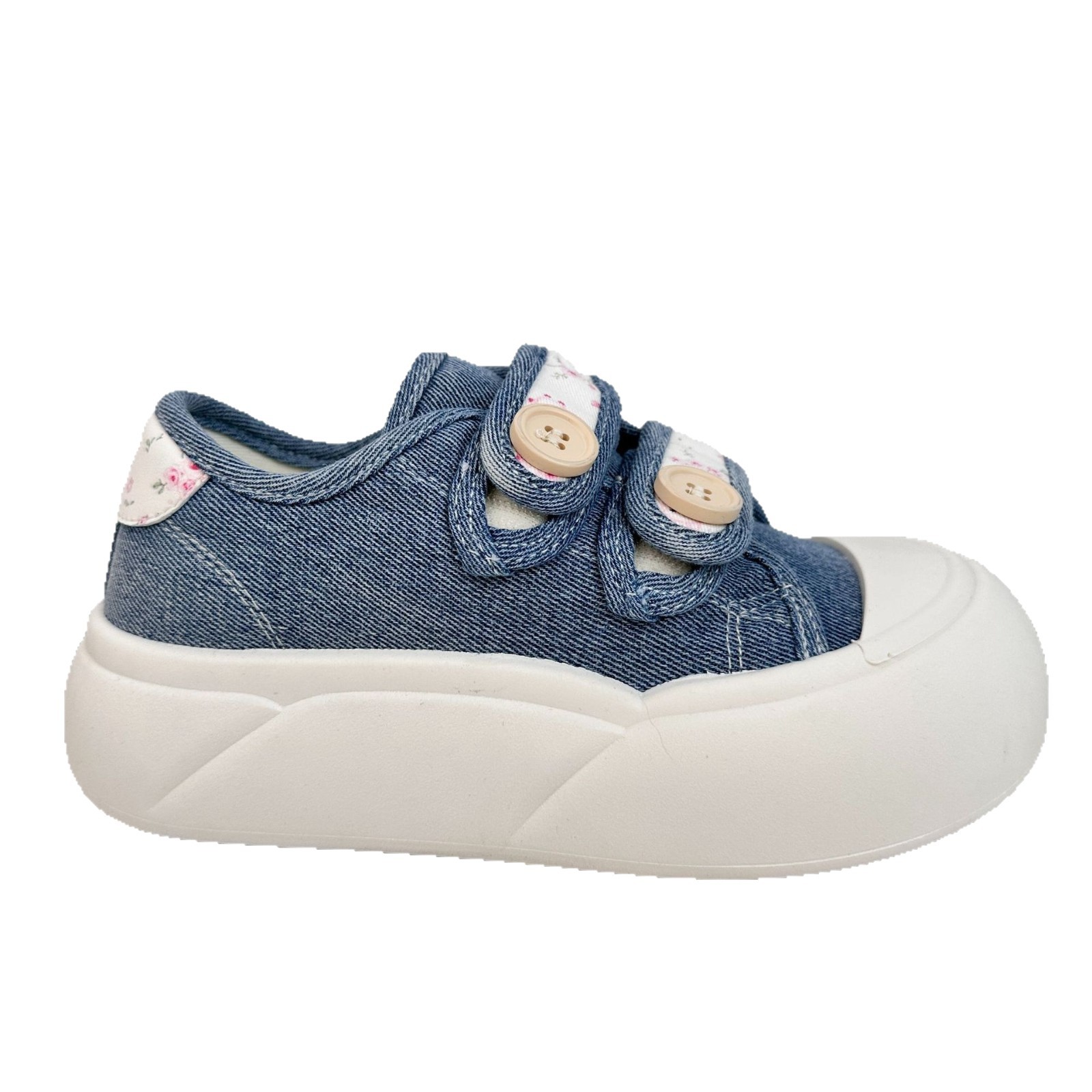 Zapatos de lona de ondas distantes para estudiantes de verano 2025 nuevo velcro con una sola gruesa con una falda zapatos blancos para mujeres