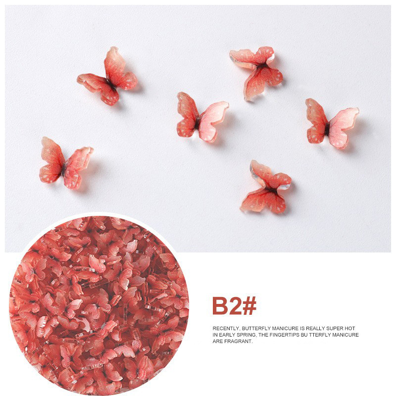 Acrílico mariposa resina tridimensional accesorios de uñas accesorios de flores plástico transparente uñas hechas a mano material DIY image 17