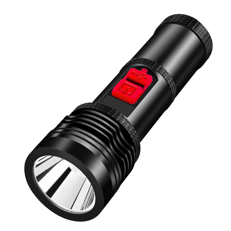 跨境新款 LED手电筒 USB充电内置锂电池家用手持式户外野营应急灯