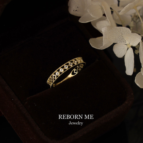 S925 silver gold-plated zircon wide ring, light luxury and romantic hollow ring for women, fashionable and simple ring