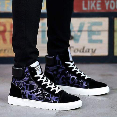 Men's High-Cut Canvas Shoes Autumn Casual Sneakers for Men Student Running Shoes