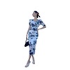 Printed mesh medium length two-piece set 0320