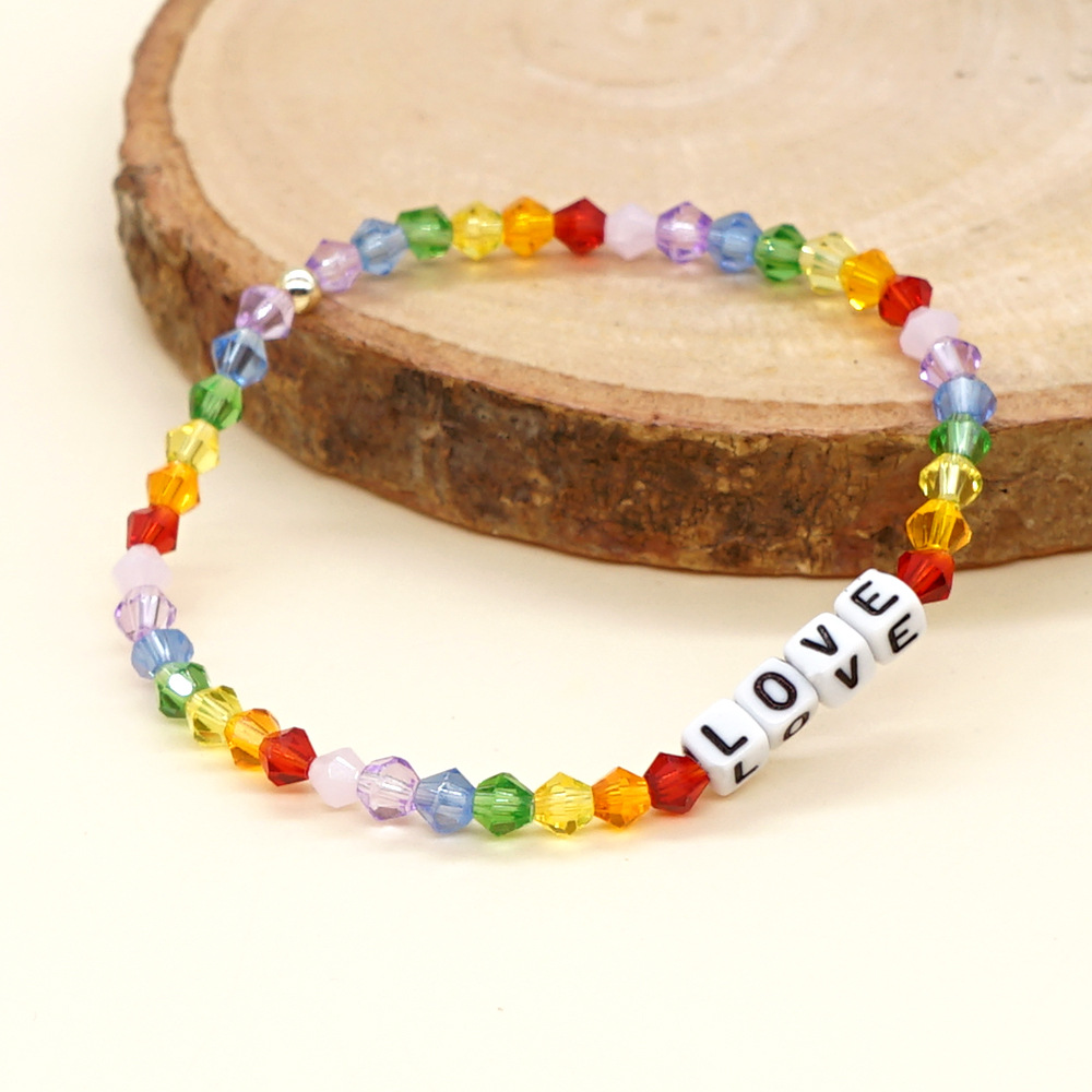 Böhmischer Stil Regenbogen Gemischte Farbe Diamantkristall Handgemachtes Perlenarmband display picture 3