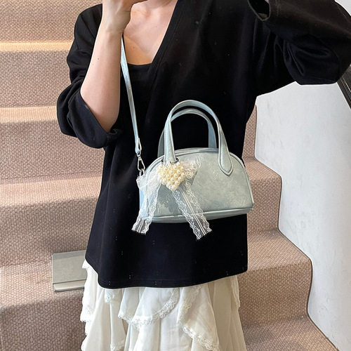 Cherry Blossom Summer Oceanic Aromatics Purple Shoulder Bag for Women 2025 Fashion Bowling Bag Instagram Compatible Crossbody Bag