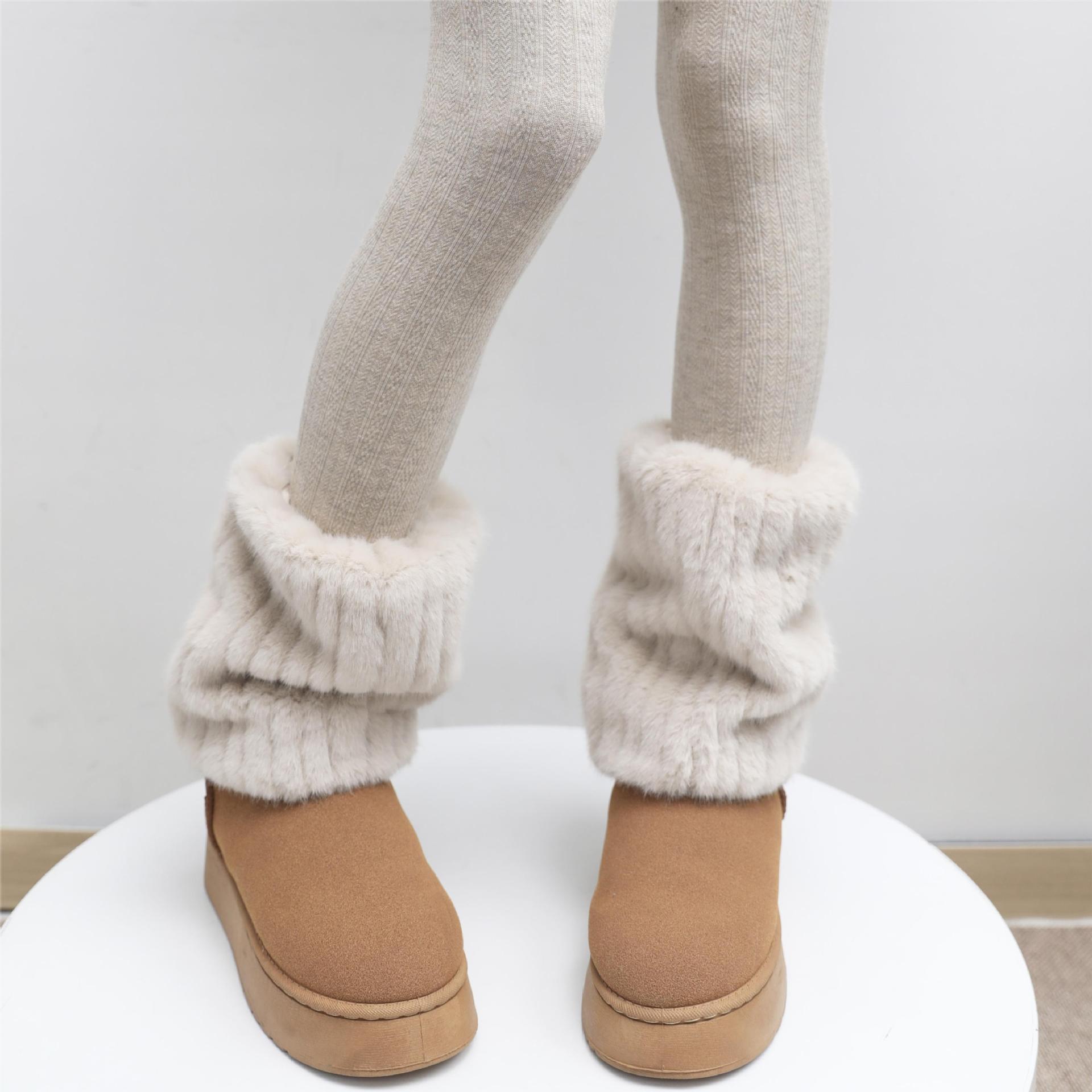 Scaldamuscoli autunnali e invernali per donna, calze spesse e calde, maniche al polpaccio in peluche, stivali da neve in pelliccia di Maillard Y2k_voghion.com