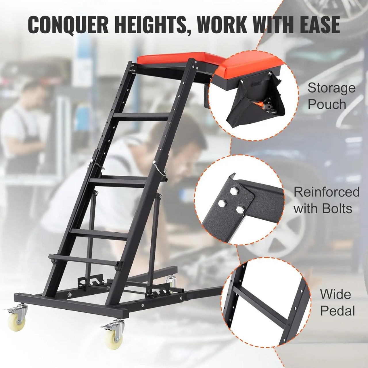 Cross-border car repair ladder, adjustable car repair stool, foldable overhead car engine repair platform – manufacturer