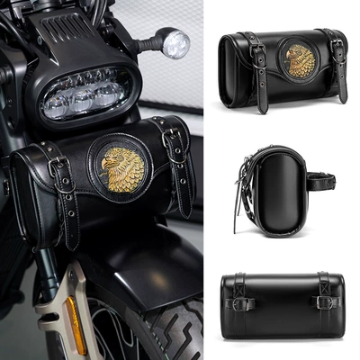 European and American Cross-Border Hot-Selling Punk Retro Style Personalized Embossed Harley Motorcycle Front Bag Pu Cycling Modification Equipment (Motosiklet ləvazimatları və aksesuarları) - fbg485bk