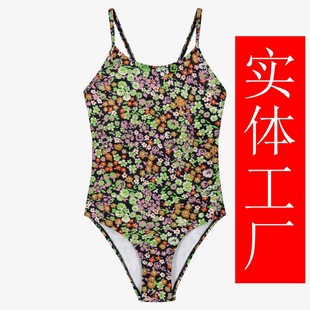 Scandinavian Style Girls' Floral Floral Digital Printed Fitness Clothes Swimsuit Running Quick-Drying Clothing Customization Factory