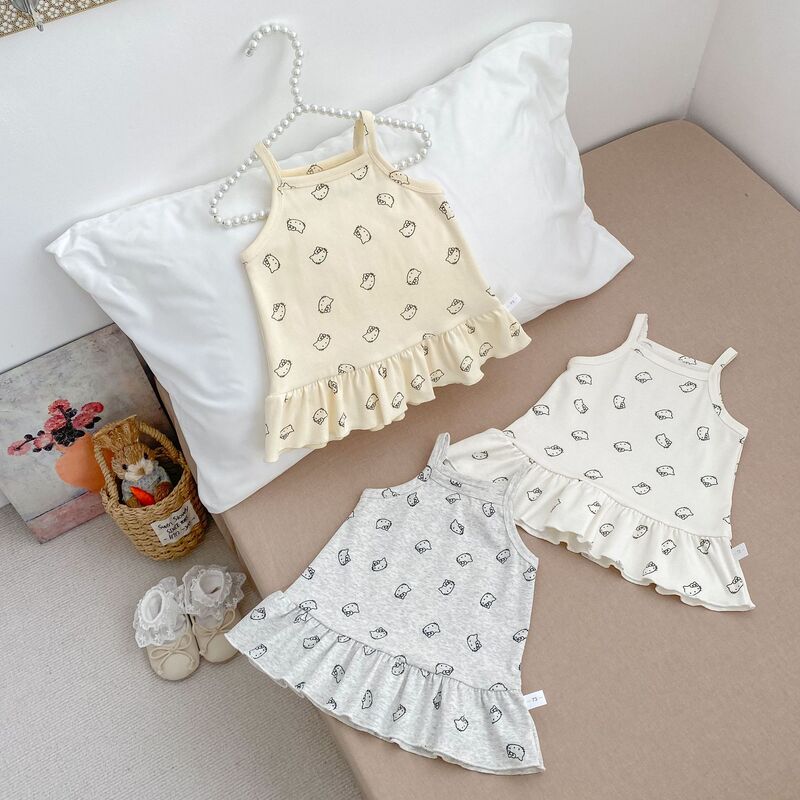 Summer Sweet Baby Girl Clothes Sling Cartoon Dress Lotus Leaf Skirt Swing Cool Cute Children's Clothes Sling dress Summer Sweet Baby Girl Clothes Sling Cartoon Dress Lotus Leaf Skirt Swing Cool Cute Children's Clothes Sling dress