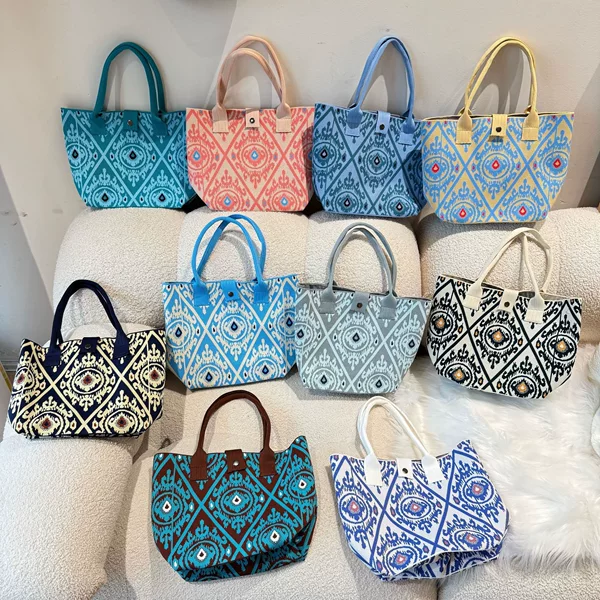 2025 New Knitted Bag Xinjiang Edles Pattern Handbag Travel Large Capacity Ethnic Style Woven Bag