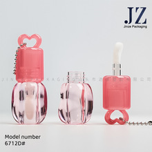 进泽现货 粉管心形镂空盖 粗刷杆唇釉管含链/不含链 塑料包材