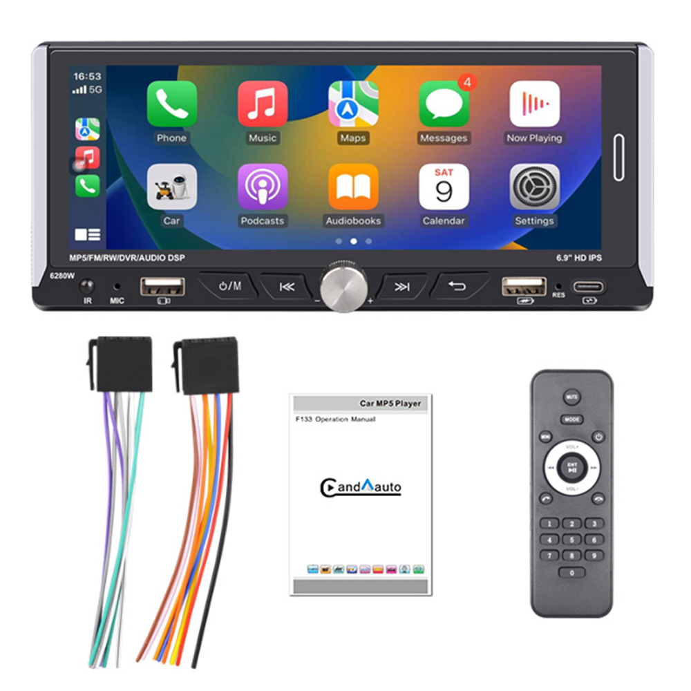 6.9inch Wireless Carplay Single-Core Ips Touch Screen Car Bluetooth Mp5 Player Dual USB Fast Charging 12V