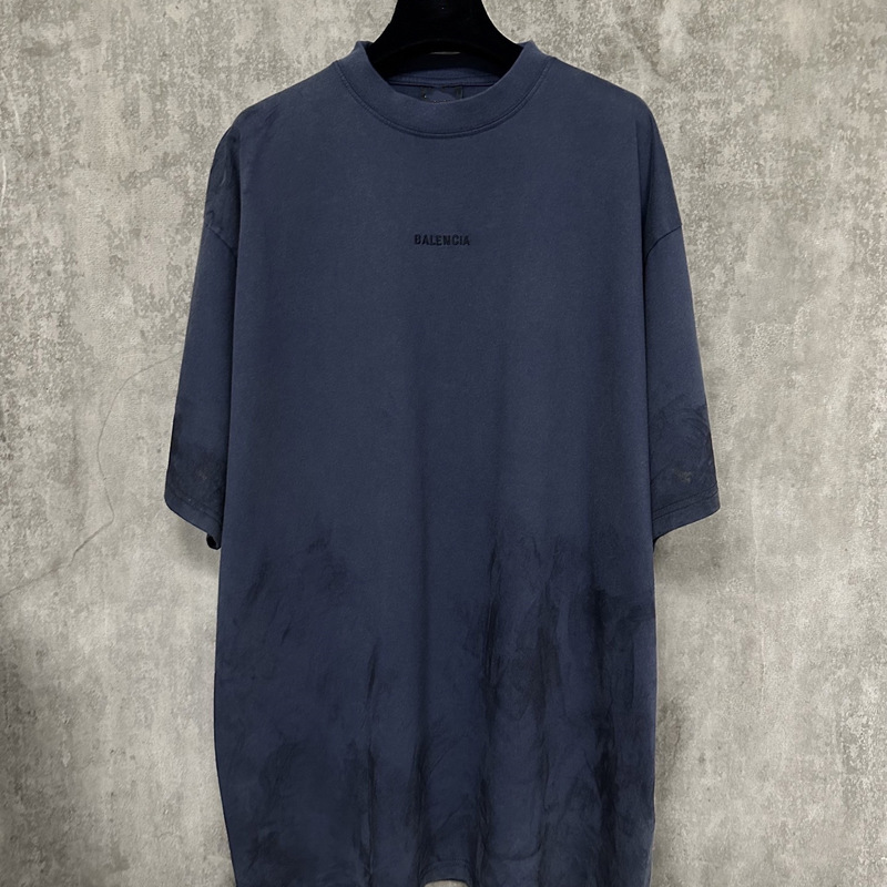 High Version B Brand Letter Embroidery Logo Graffiti Distressed Short-Sleeve Os Loose Drop Shoulder Versatile European and American Unisex T-Shirt