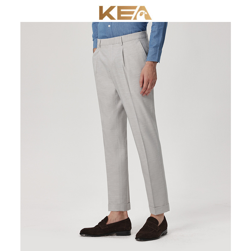 New Arrival Italian-Style Trousers Men's Straight-Leg Business Casual Non-Ironing Slim-Fit Pants with Straight-Fit and Straight-up Flip-on Pants Men's Summer Thin Pants