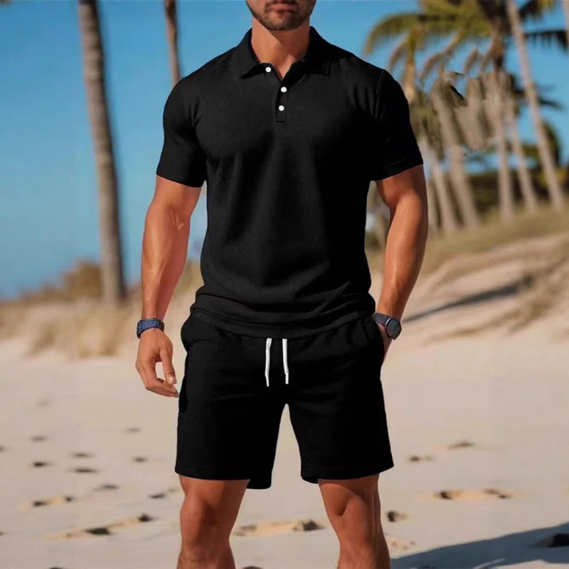 Cross-Border Foreign Trade Summer New Men's Polo Shirt Set Casual Sports Versatile Slim-Fit Short-Sleeve Fashion Set for Men Cross-Border Foreign Trade Summer New Men's Polo Shirt Set Casual Sports Versatile Slim-Fit Short-Sleeve Fashion Set for Men