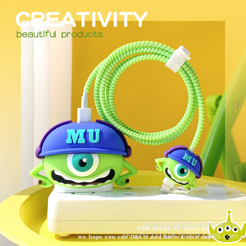 Nuevo cable de datos de dibujos animados cubierta protectora adecuado para Apple carga rápida cabeza 18/20W carga cabeza cubierta protectora Winder