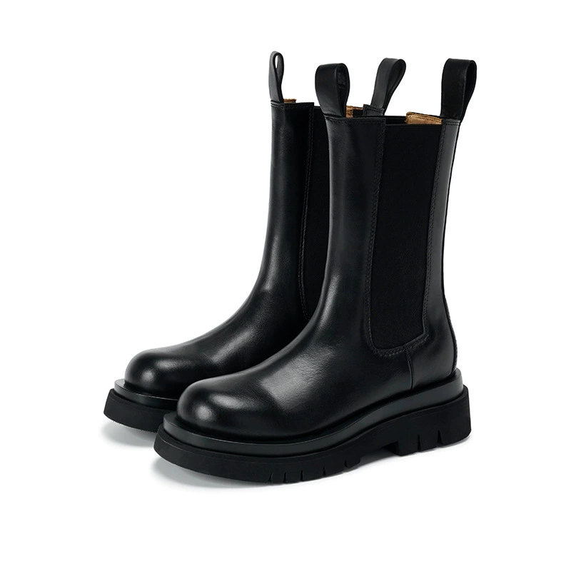 Кожаные ботинки Chelsea (Martens), натуральная кожа, платформа в английском стиле, mid-calf