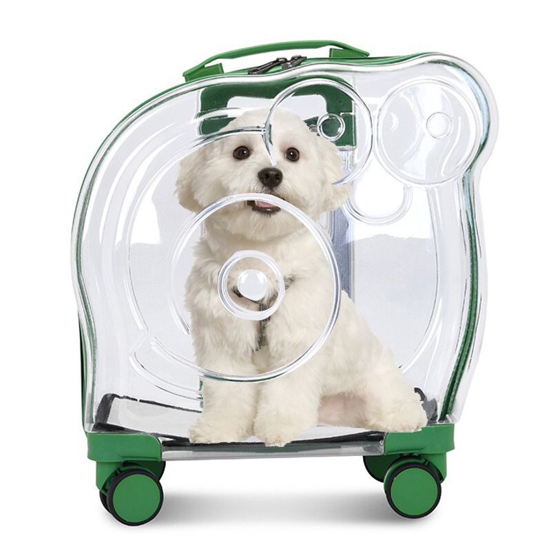Cross-Border Pet Trolley Box, Portable Dog Travel Bag, Space Capsule Pet Box, Large Capacity Transparent Cat Suitcase