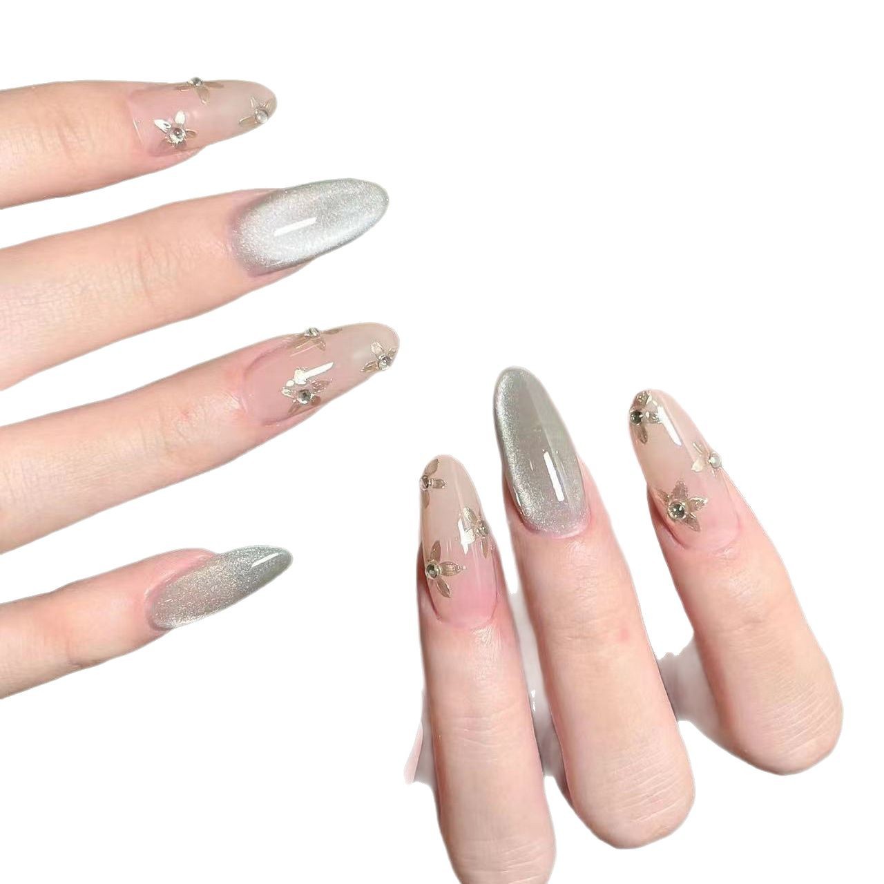 Manos de uso de uñas gradiente blush estereoscópio relieve manicure manicure falsa explosión pura lujo puro manicure