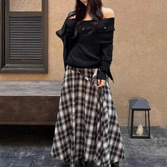 高级感一字肩打底衫女内搭早秋款洋气针织衫修身显瘦短款锁骨上衣