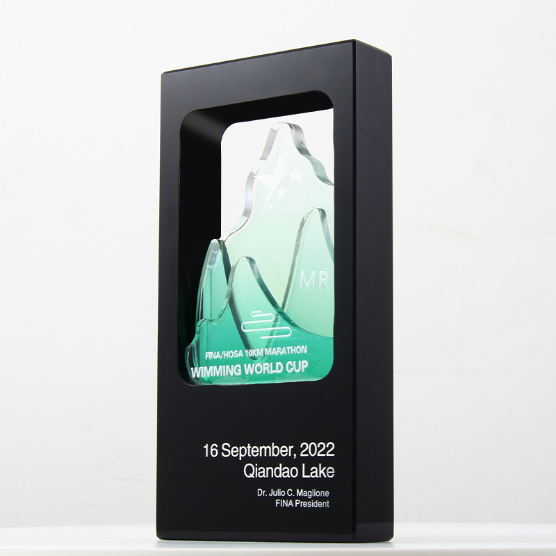 Nuevo trofeo de cristal negro, atmósfera creativa de alta gama, reunión anual, premio de honor para empleados destacados, trofeo de cristal