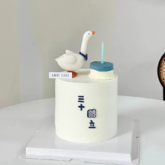 網紅ins三十鵝立蛋糕裝飾大鵝擺件男神老公男士30歲生日蠟燭插件