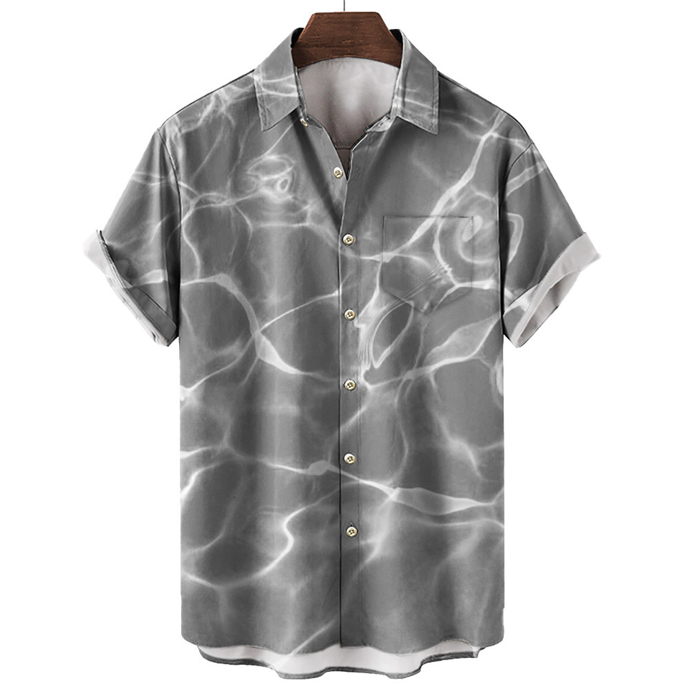 Tendencia de la moda para hombres Camisa de manga corta hawaiana Camisa estampada digital 3D Estilo explosivo transfronterizo de Amazon