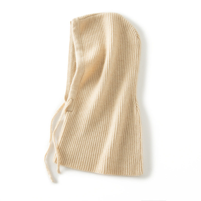 Mũ len cashmere kèm khăn quàng cổ liền khối nữ dệt kim giữ ấm tai mùa thu đông — Màu cà phê hoa, Màu cà phê đỏ, Màu xanh hải quân, Rượu vang đỏ