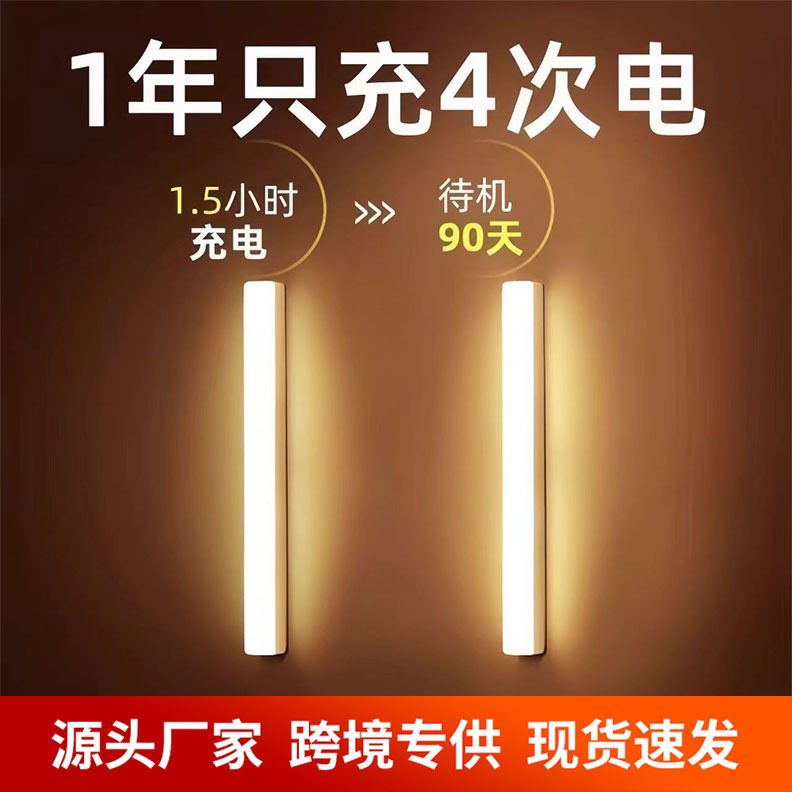 人来即亮充电人体感应灯自动感应灯带免布线灯条跨境爆款贴标代发|undefined