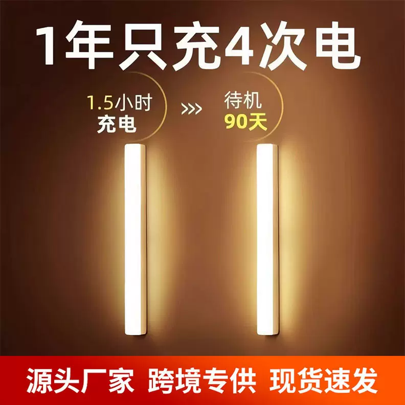 人来即亮充电人体感应灯小夜灯自动感应LED灯免布线灯条跨境爆款