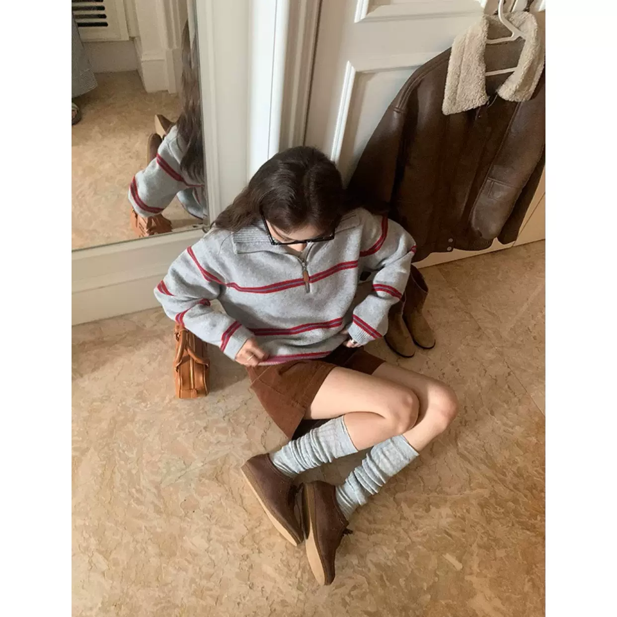 芥末自制「一秒出圈」羊毛慵懒风毛衣女秋季长款宽松针织衫外套