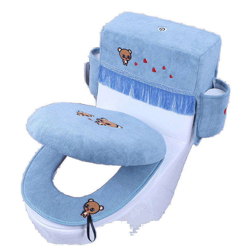 トイレカバー 3点セット 収納式トイレマット オールシーズン万能 ジッパーとベルクロの兼用トイレマット|undefined
