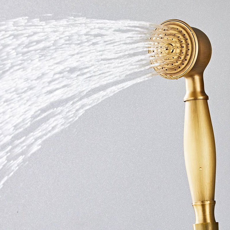 Juego de ducha de estilo retro de lujo europeo explosivo transfronterizo, ducha antigua de cobre, grifo de válvula mezcladora de agua fría y caliente, baño