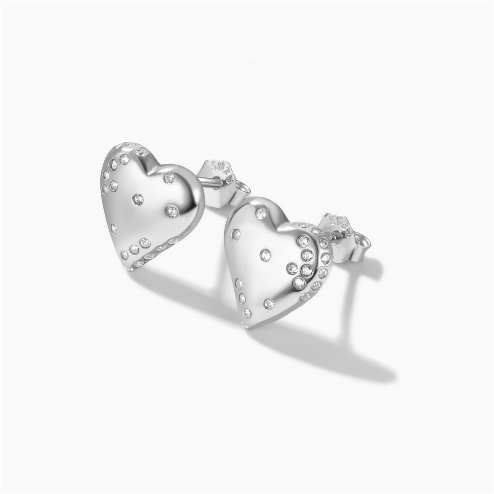 4g Weight 925 Sterling Silver Ear Needle Material Zircon Inlay Material Ear Studs Classification 1 Pair Quantity Holiday, Daily Occasion 925 Sterling Silver Material Heart Shape Pattern Women's Gender Plating Design Elegant, Simple Style Style 1 Pair 925 Sterling Silver Zircon Heart Shape Ear Studs 38