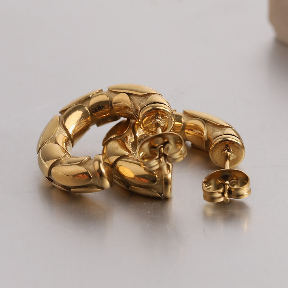 Ear Studs Classification 1 Pair Quantity 1 Pair Simple Style Solid Color Plating Titanium Steel Gold Plated Ear Studs