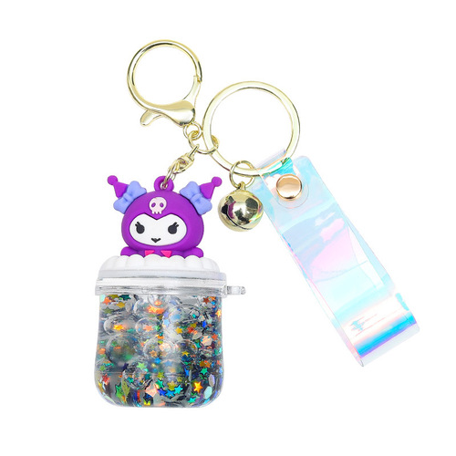 Oil-absorbing three-dimensional Hello Kitty glow-in-the-dark bubble bead sand keychain car ornament exquisite trendy cool women's bag accessory wholesale