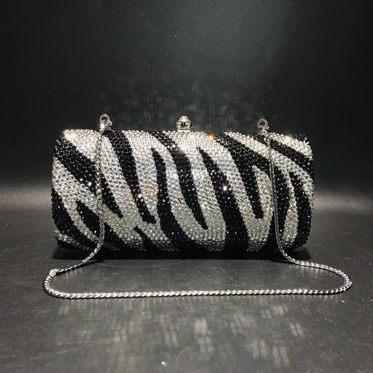 Túi clutch nữ đính kim cương vân ngựa vằn dự tiệc kiểu Âu Mỹ — Cá tính đặt làm chi tiết 5